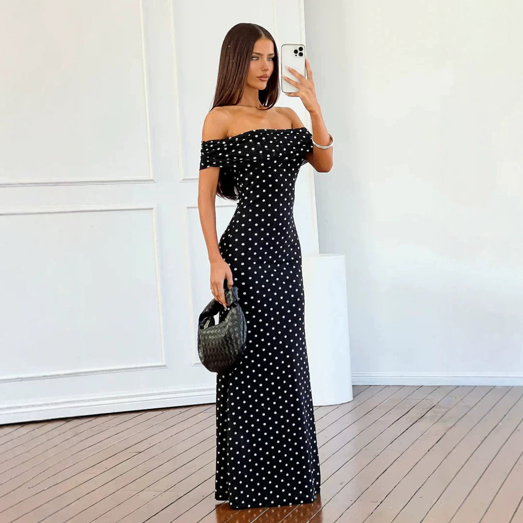 Polkadot-Mesh-Oberteil-Ohne-Ärmel-Kleid