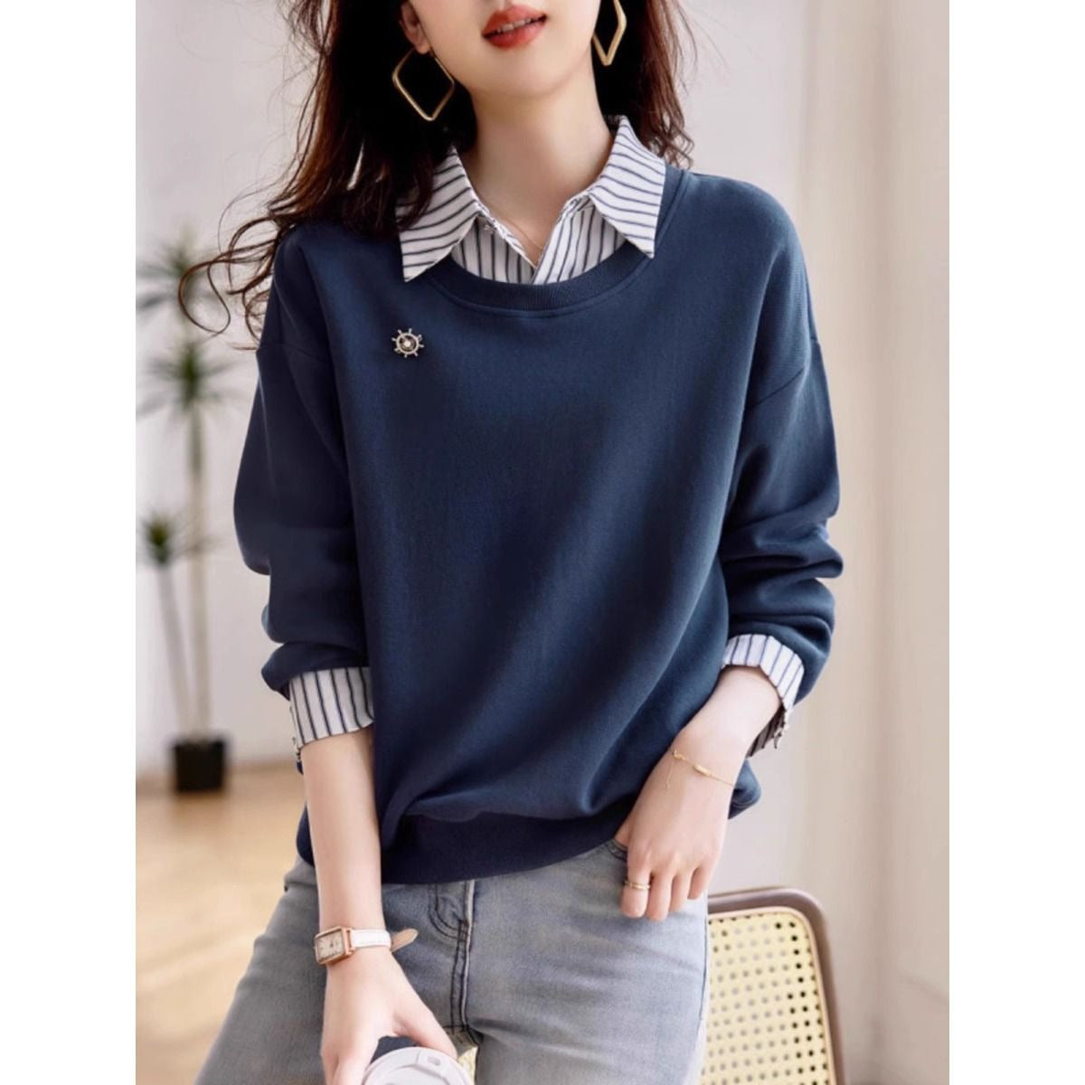 Langarm-Sweatshirt im Zweiteiler-Look – Bild 7 | LuxeStyle