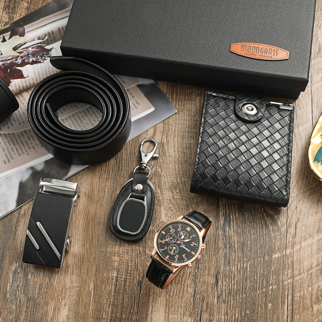 Herren Uhren-Set mit Geldbörse, Gürtel & Schlüsselanhänger