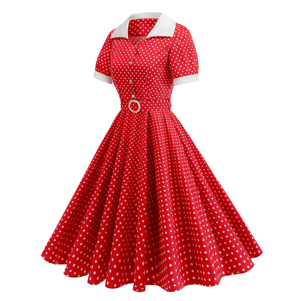 Rotes & Blaues Polka-Punkt Kleid