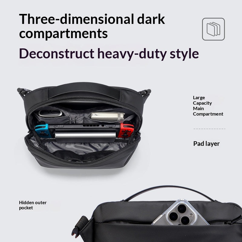 Grosse schwarze Herren-Schultertasche – Bild 4 | LuxeStyle