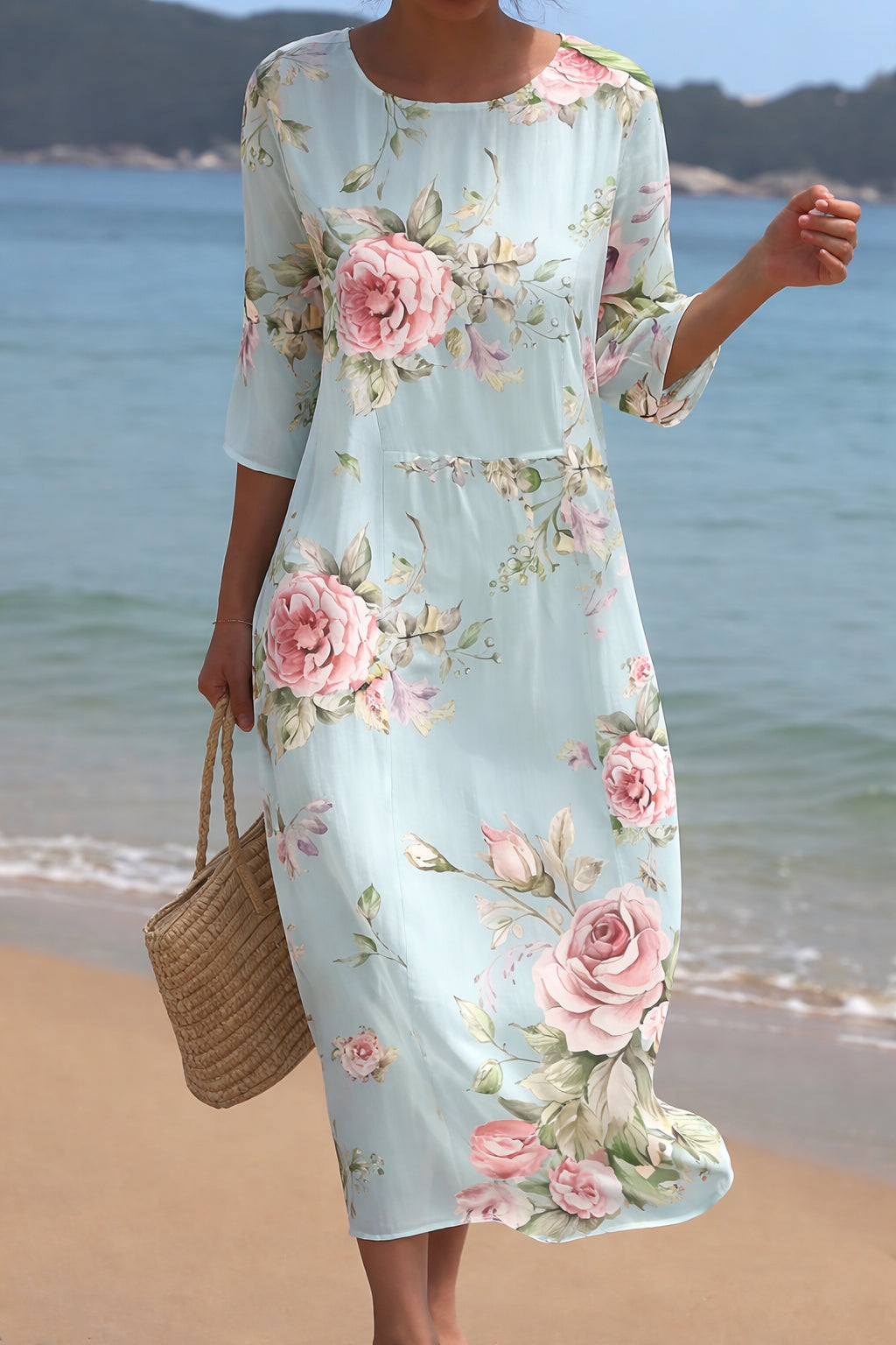 Damen Kleid mit Rundhals und Print – Bild 6 | LuxeStyle