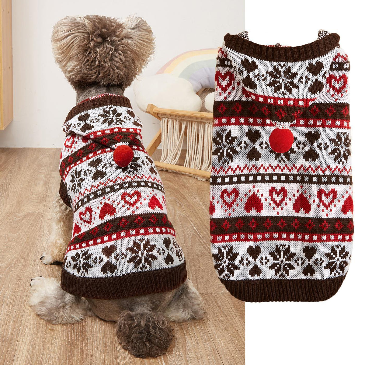 Hundepullover gestrickt mit Schneeflockenmuster | LuxeStyle