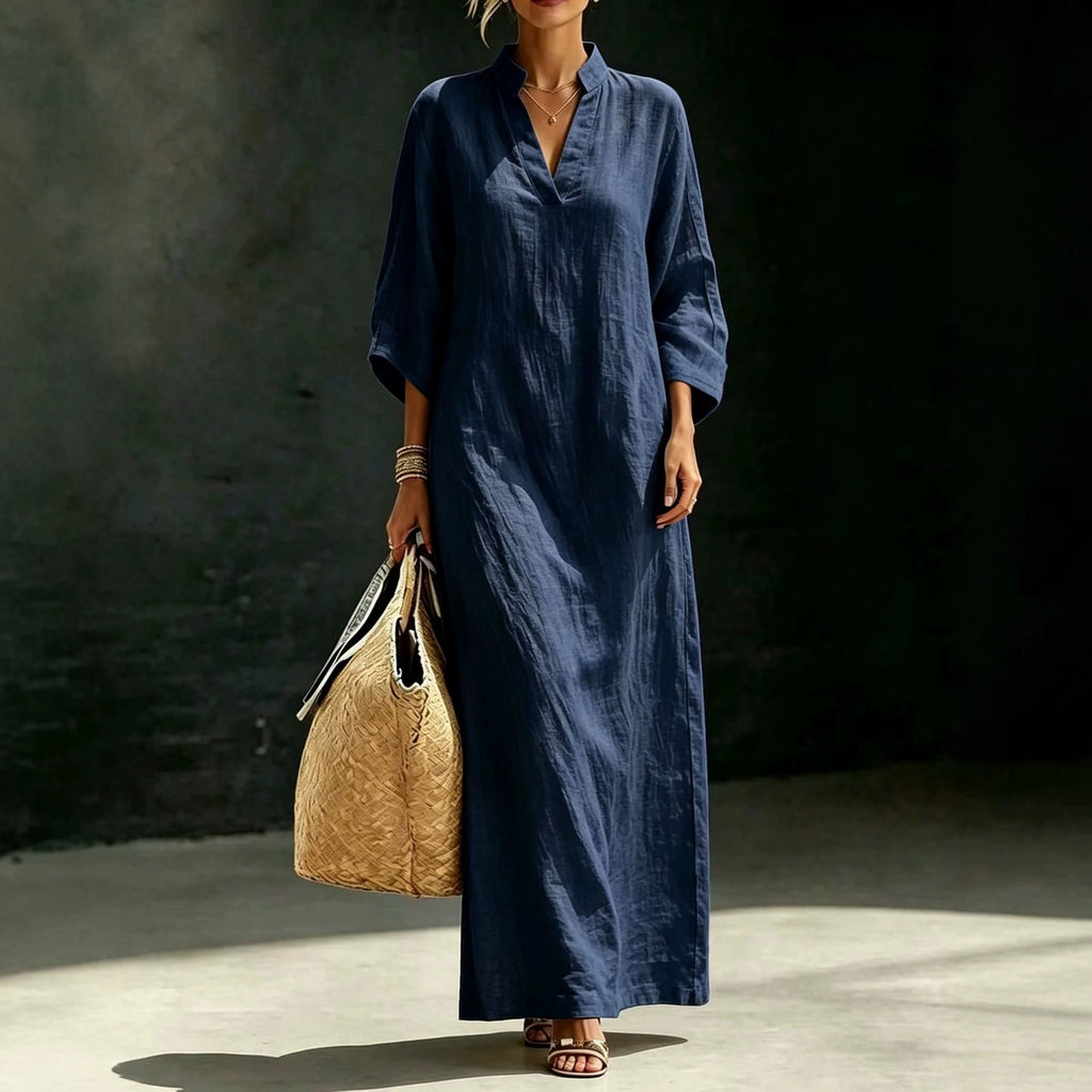 Stehkragen-Kleid mit 3/4-Ärmeln