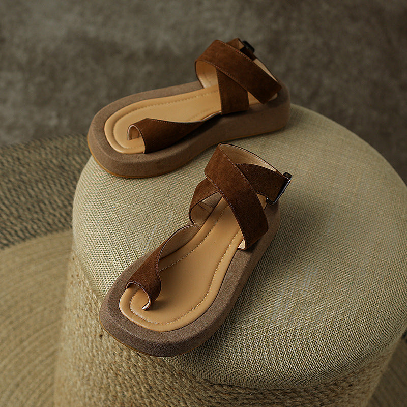 Sandalen mit runden Zehen, mittlerer Absatz, Plattform – Bild 5 | LuxeStyle