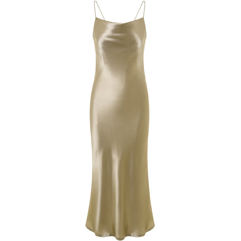 Satin-Trägerkleid aus Azetat – Bild 5 | LuxeStyle