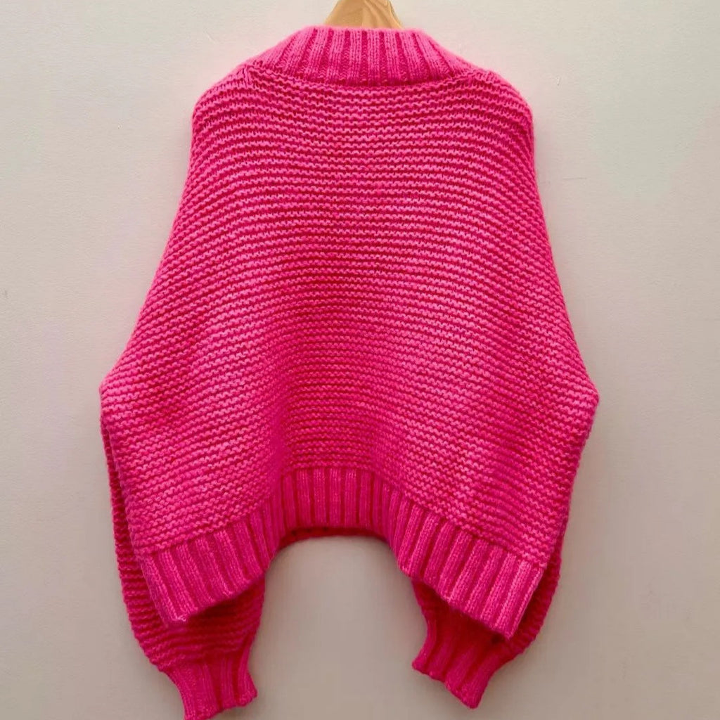 Grobstick-Pullover mit V-Ausschnitt