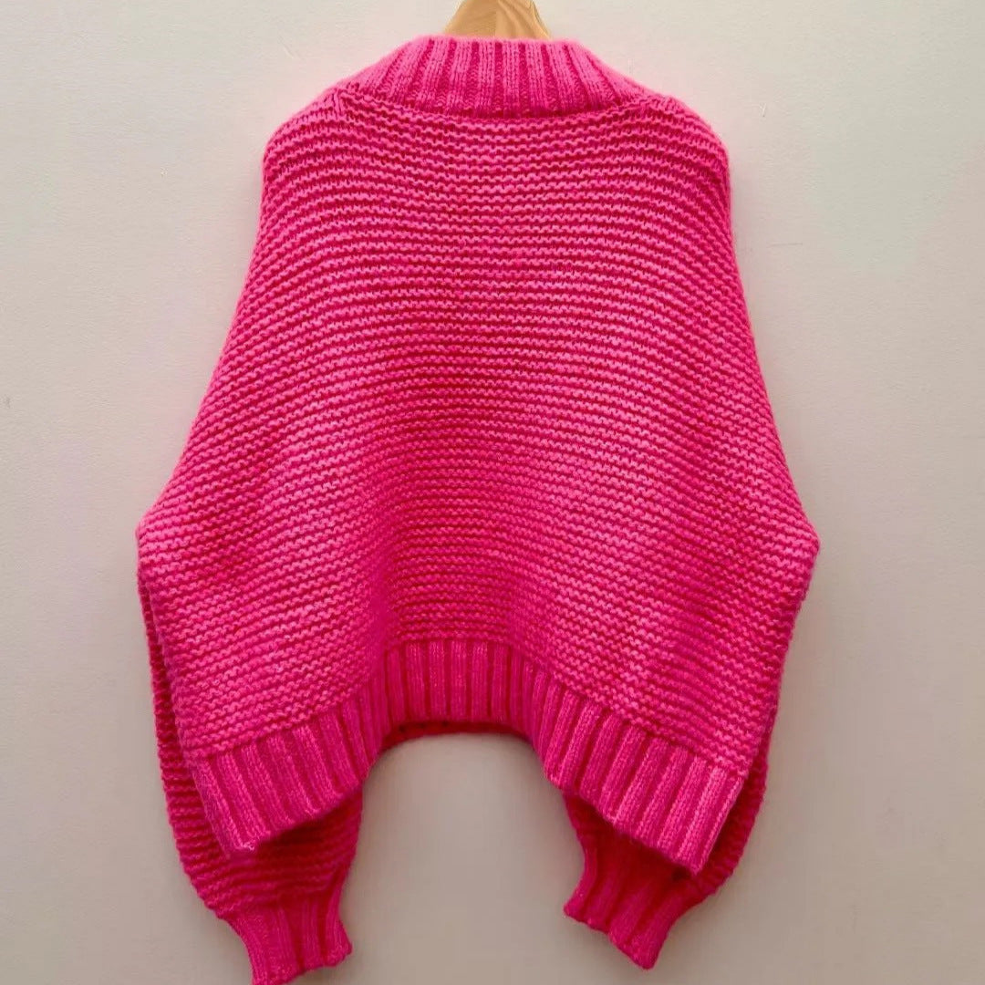 Grobstick-Pullover mit V-Ausschnitt