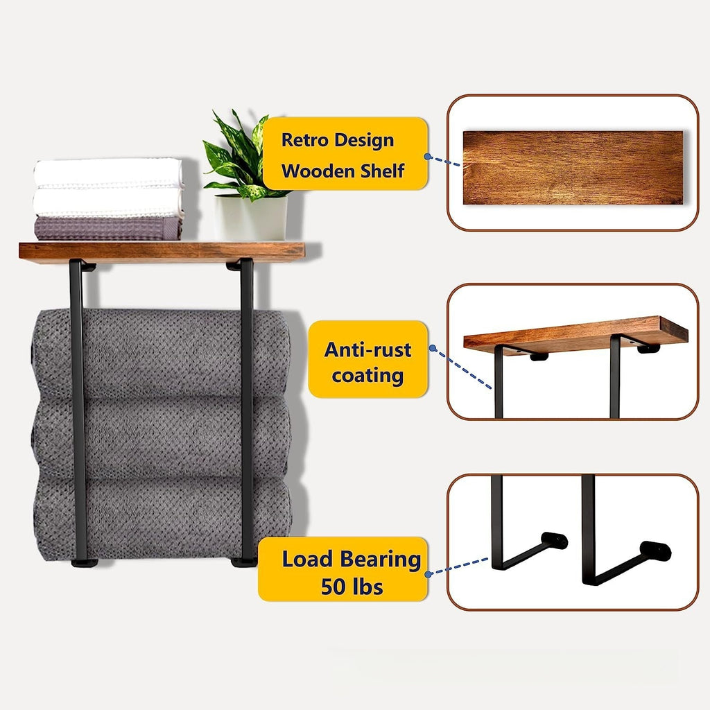 Modernes Handtuchregal aus Holz und Metall – Bild 3 | LuxeStyle