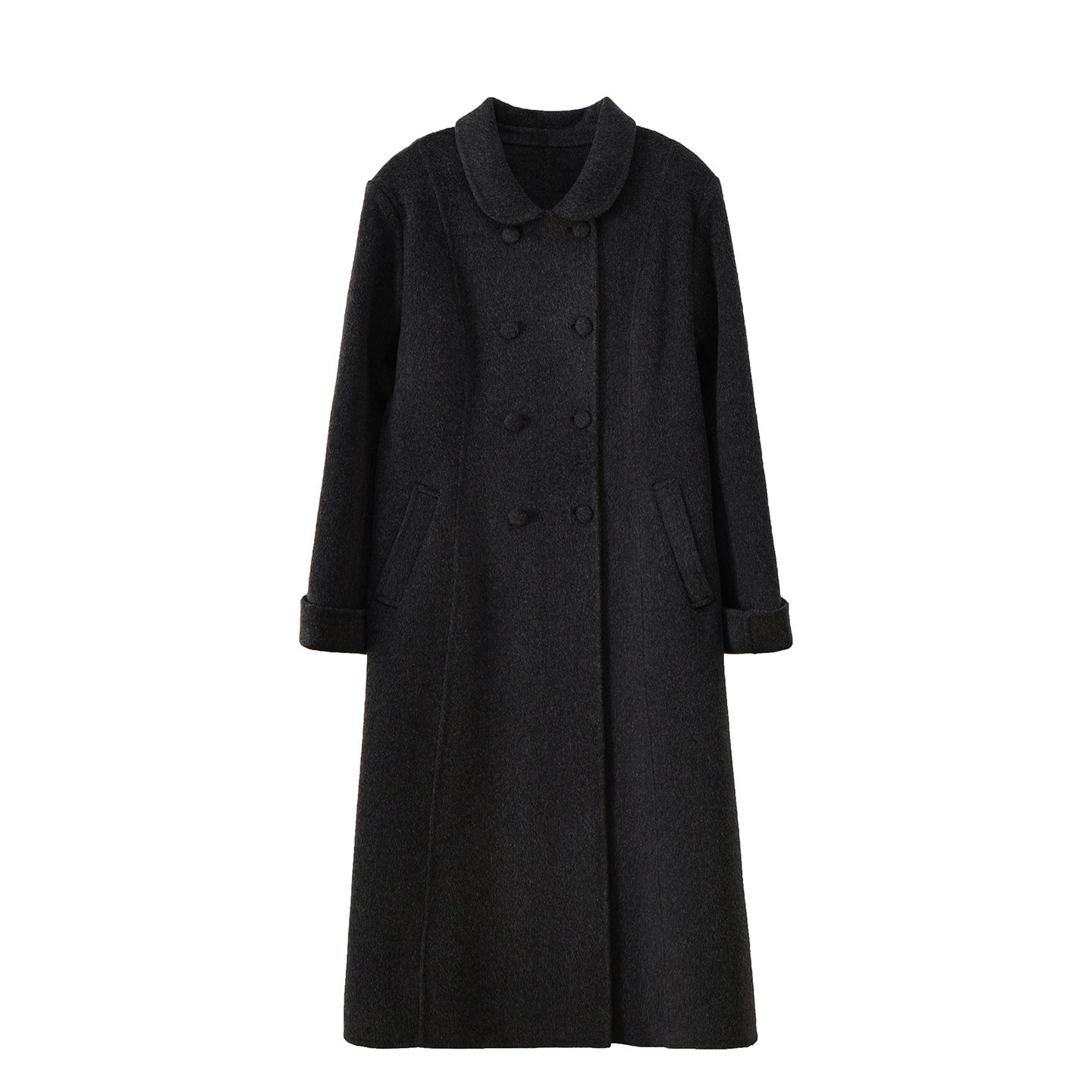 Eleganter extra-langer Wollmantel für Damen
