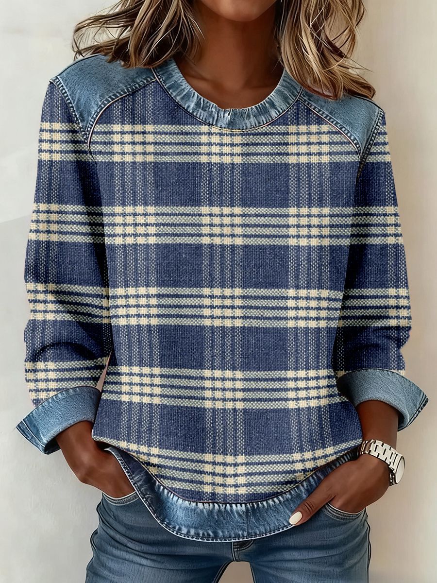 3D Digital-Print Crew-Neck Langarm-Sweatshirt