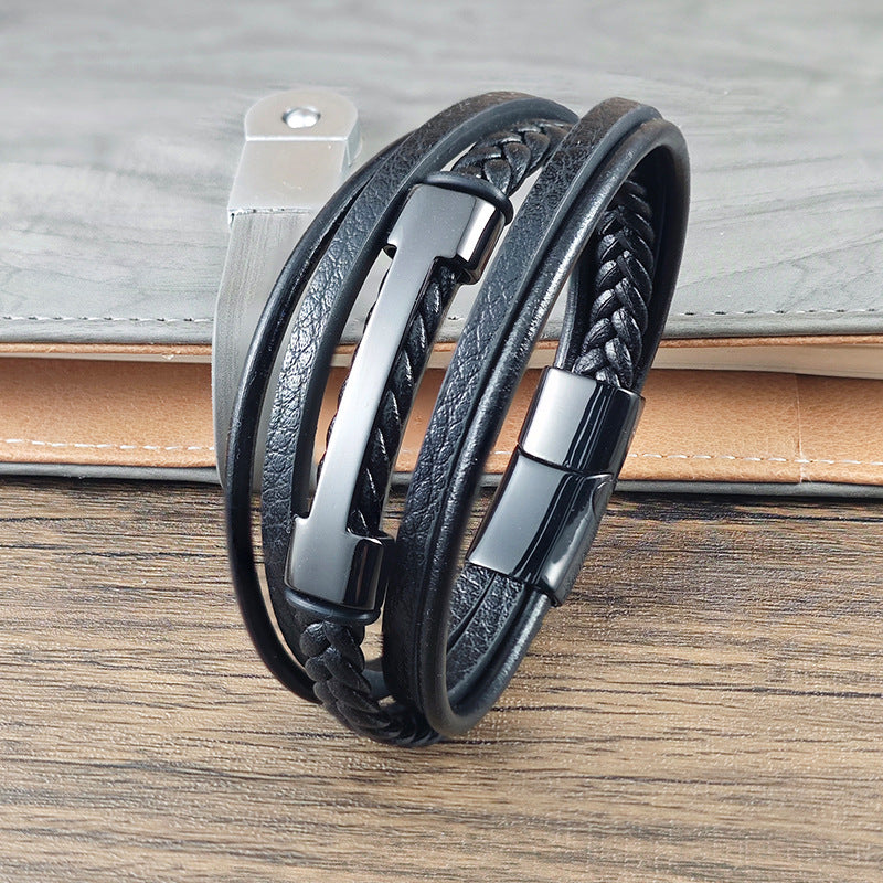 Schwarzes Lederarmband – Bild 4 | LuxeStyle
