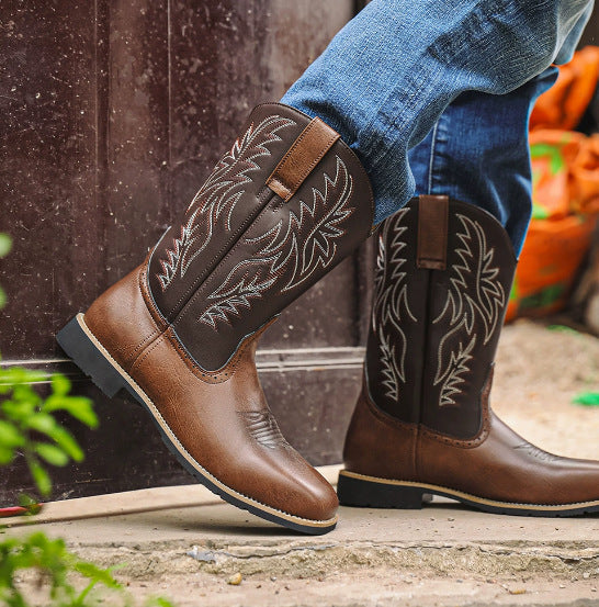 Herren Leder Boots mit Hufeisenabsatz