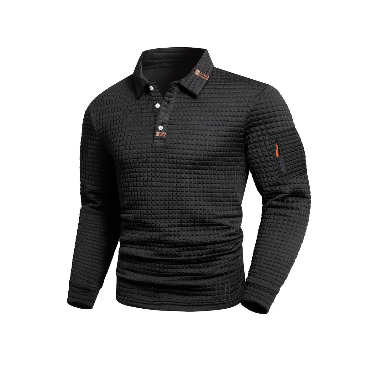 Patchwork Checkerboard Langarm Polo-Shirt Herren – Bild 5 | LuxeStyle