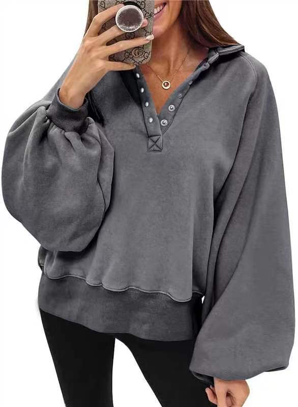 Sportlicher Oversize Pullover mit Knopfleiste