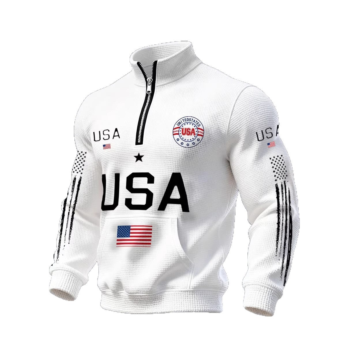 Herren-Sweatshirt mit Stehkragen und Aufsatztasche | LuxeStyle