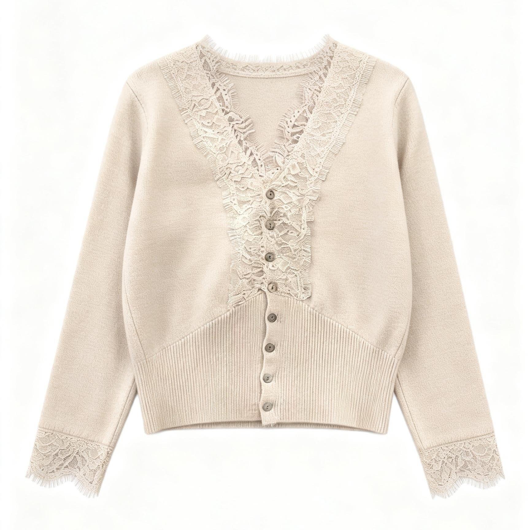 Schlankmachendes Langarm-Shirt mit Spitze