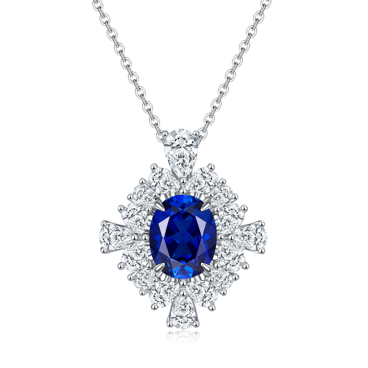 Edelstein-Anhänger «Blüten-Halo» · 925 Silber