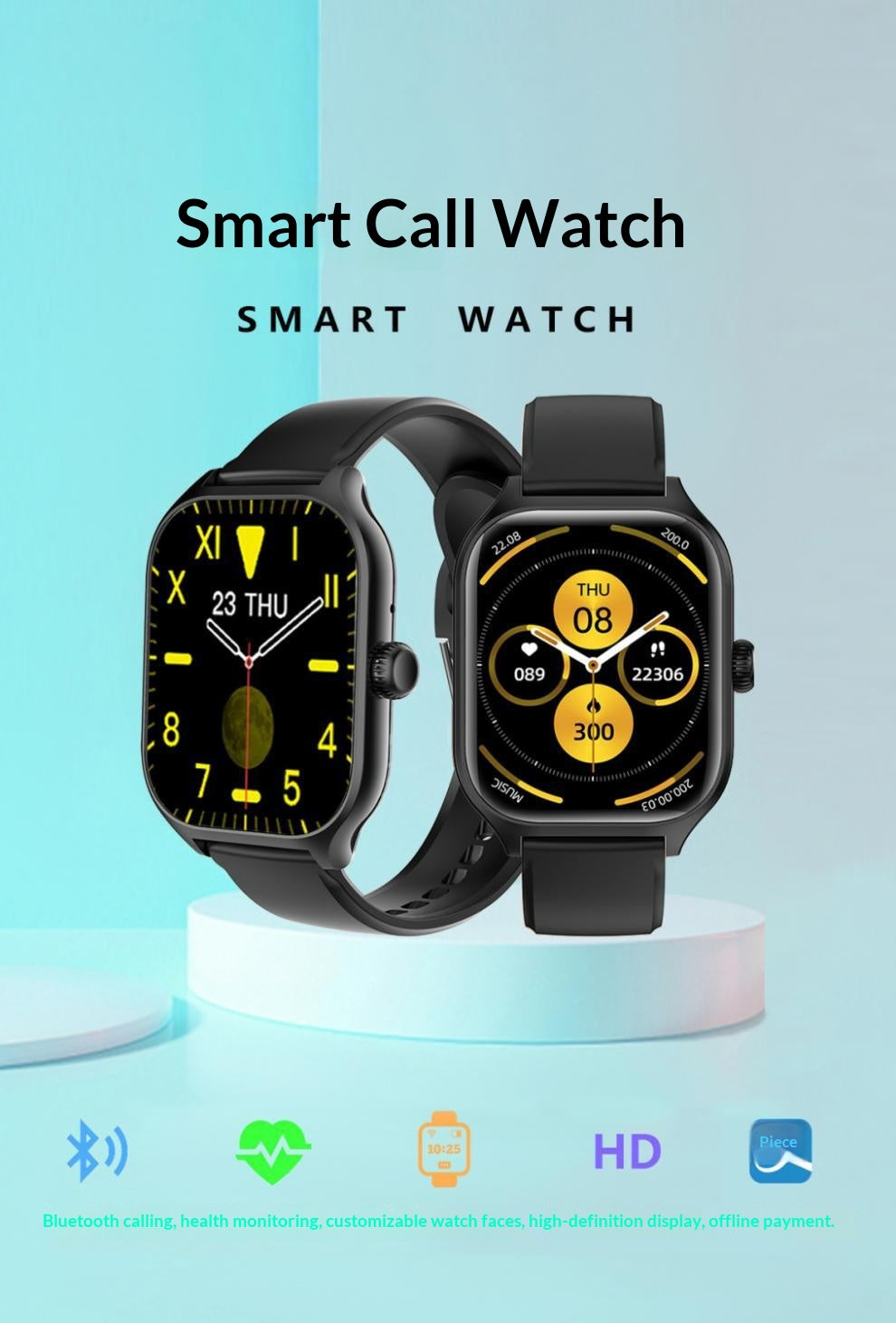 Smartwatch mit Bluetooth-Anruf und NFC-Zahlung
