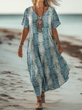 Blumiges A-Linien Kleid mit V-Ausschnitt – Bild 3 | LuxeStyle