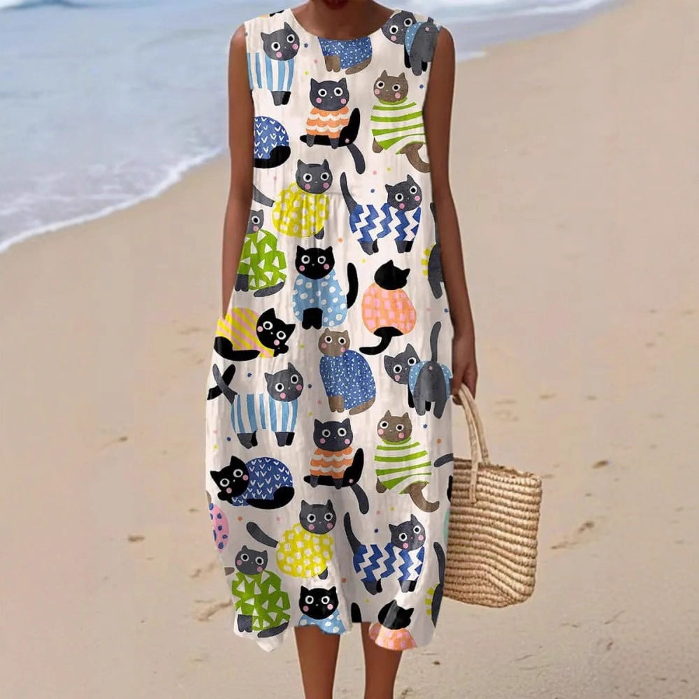 Ärmelloses Midikleid mit 3D-Print – Bild 6 | LuxeStyle