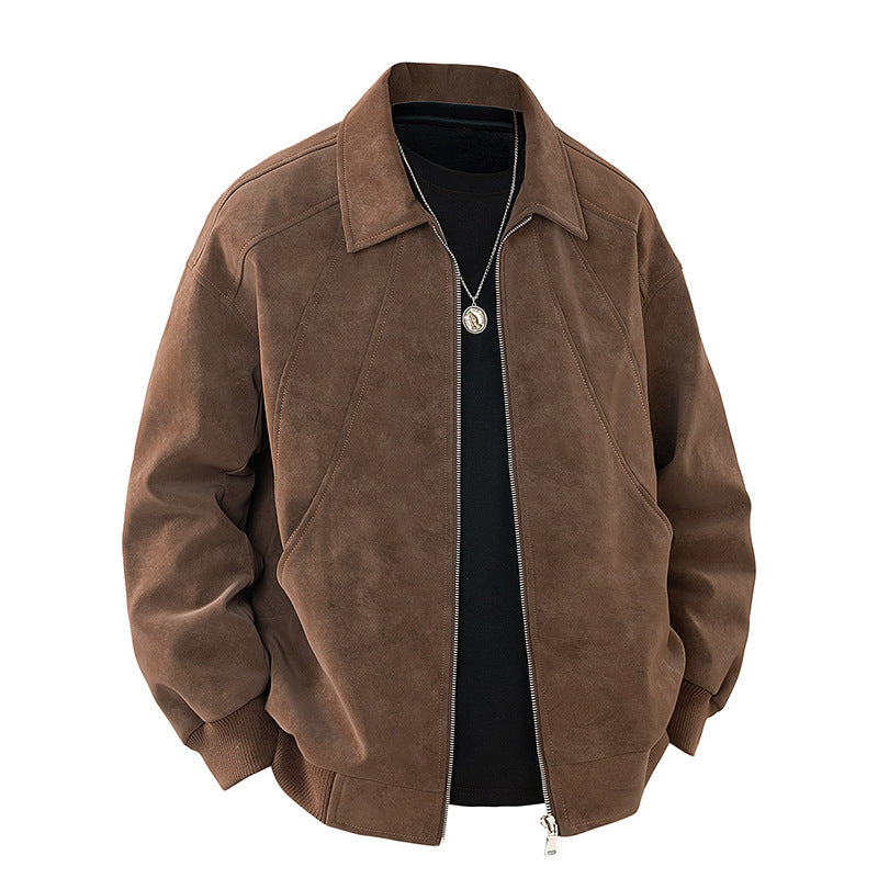 Trendige Wildleder-Jacke mit Reverskragen