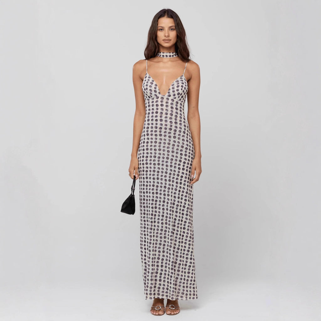 Neckholder-Kleid mit Polka Dots