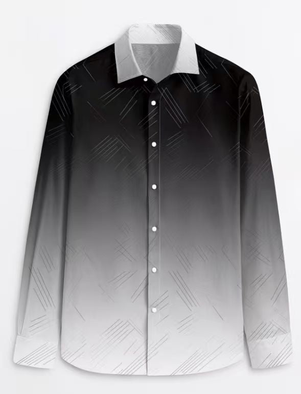 Slim-Fit Langarmshirt mit Linear-Print für Herren – Bild 4 | LuxeStyle