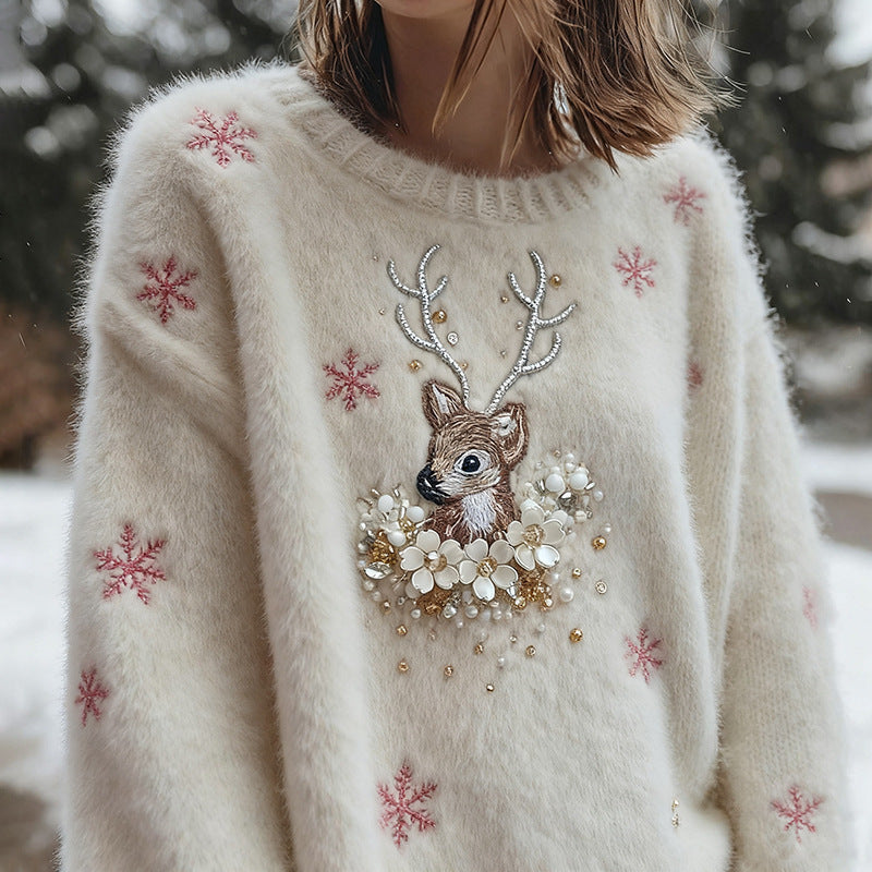 Weihnachtsmuster-Fleece-Hoodie