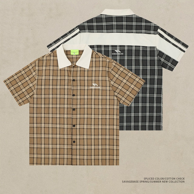 Patchwork-Hemd mit Kurzarm