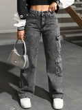 Washed Irregular Jeans für Damen