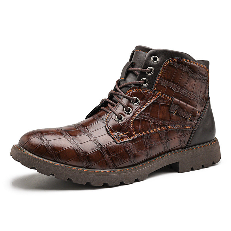 Retro Casual Outdoor Lederstiefel mit Reissverschluss