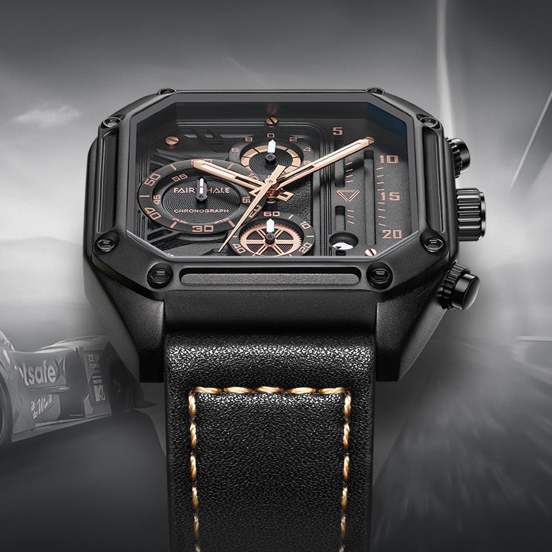 Multifunktionale Quarz-Herrenuhr, eckig – Bild 2 | LuxeStyle