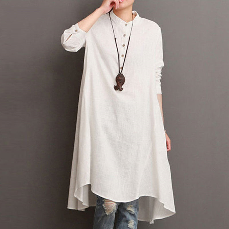 Loose-Fit Hemdblusenkleid mit Stehkragen