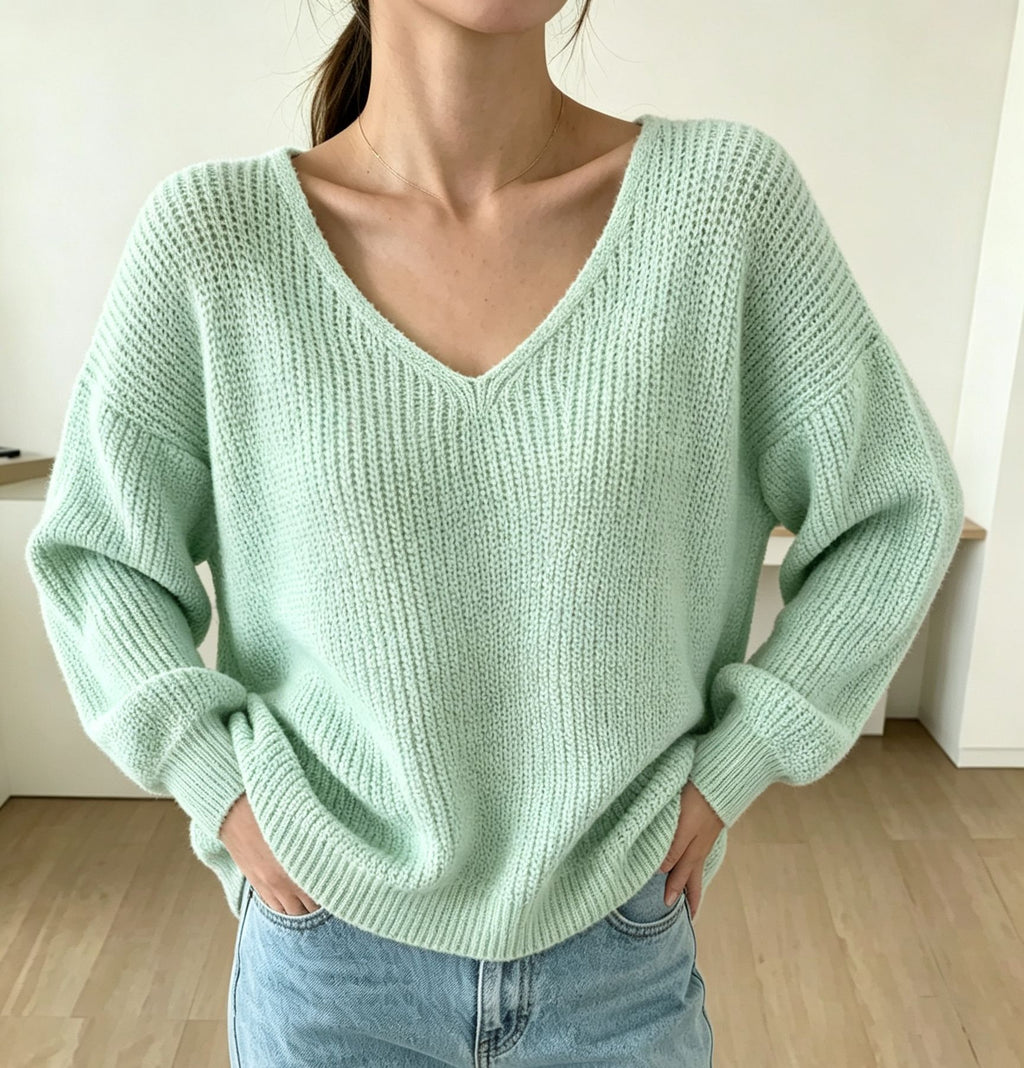 V-Neck Pullover Sweater für Damen