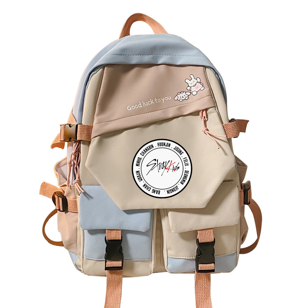 Reise-Schulrucksack mit Kontrastfarben