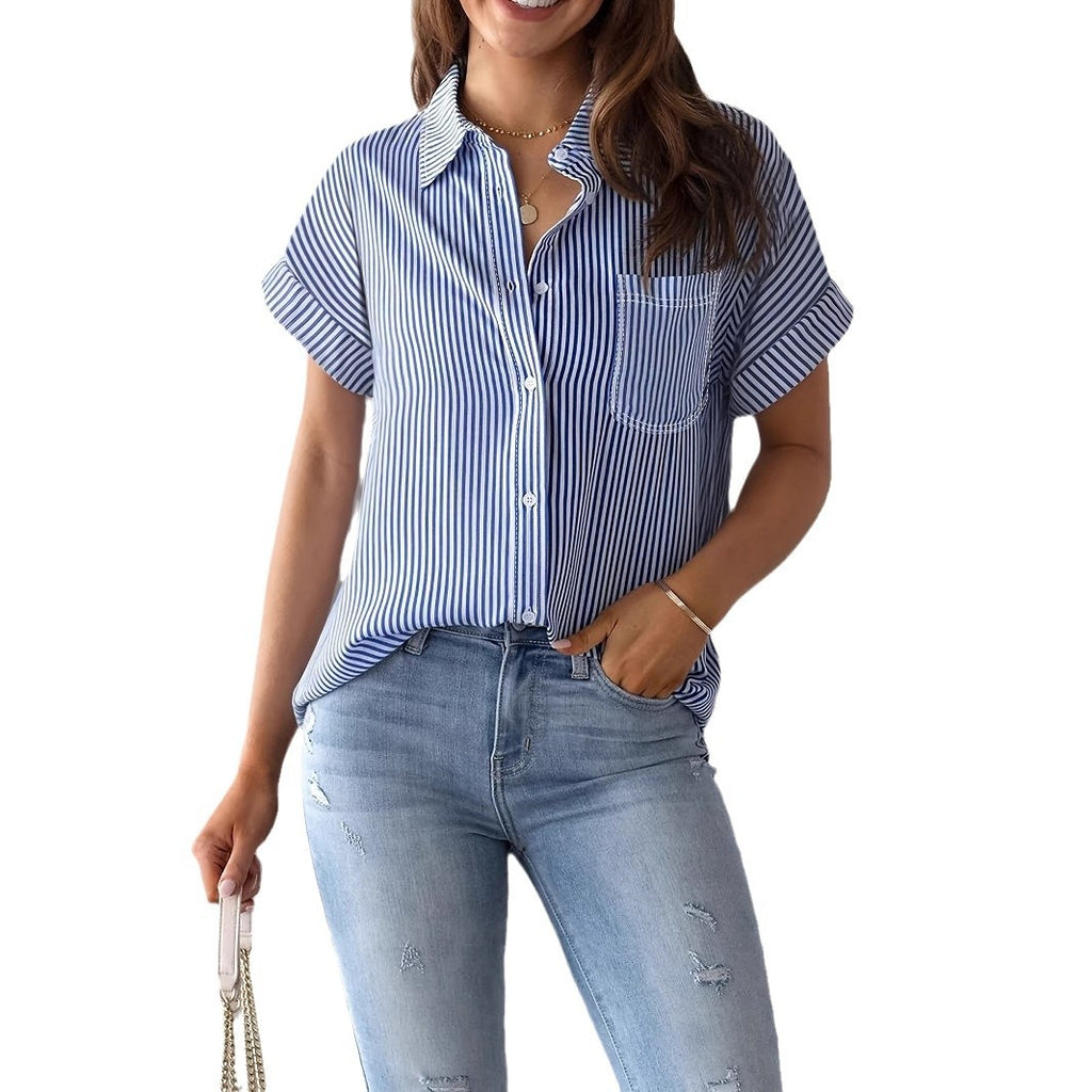 Kurzarm-Shirt mit Streifen oder Karos – Bild 4 | LuxeStyle