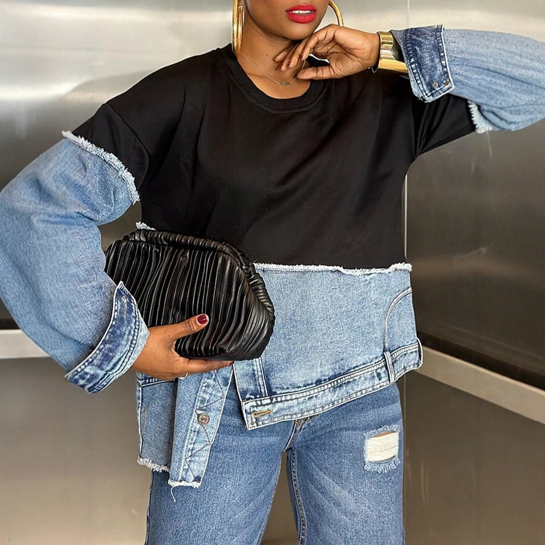 Color-Blocked Minimalistisches Top für Damen