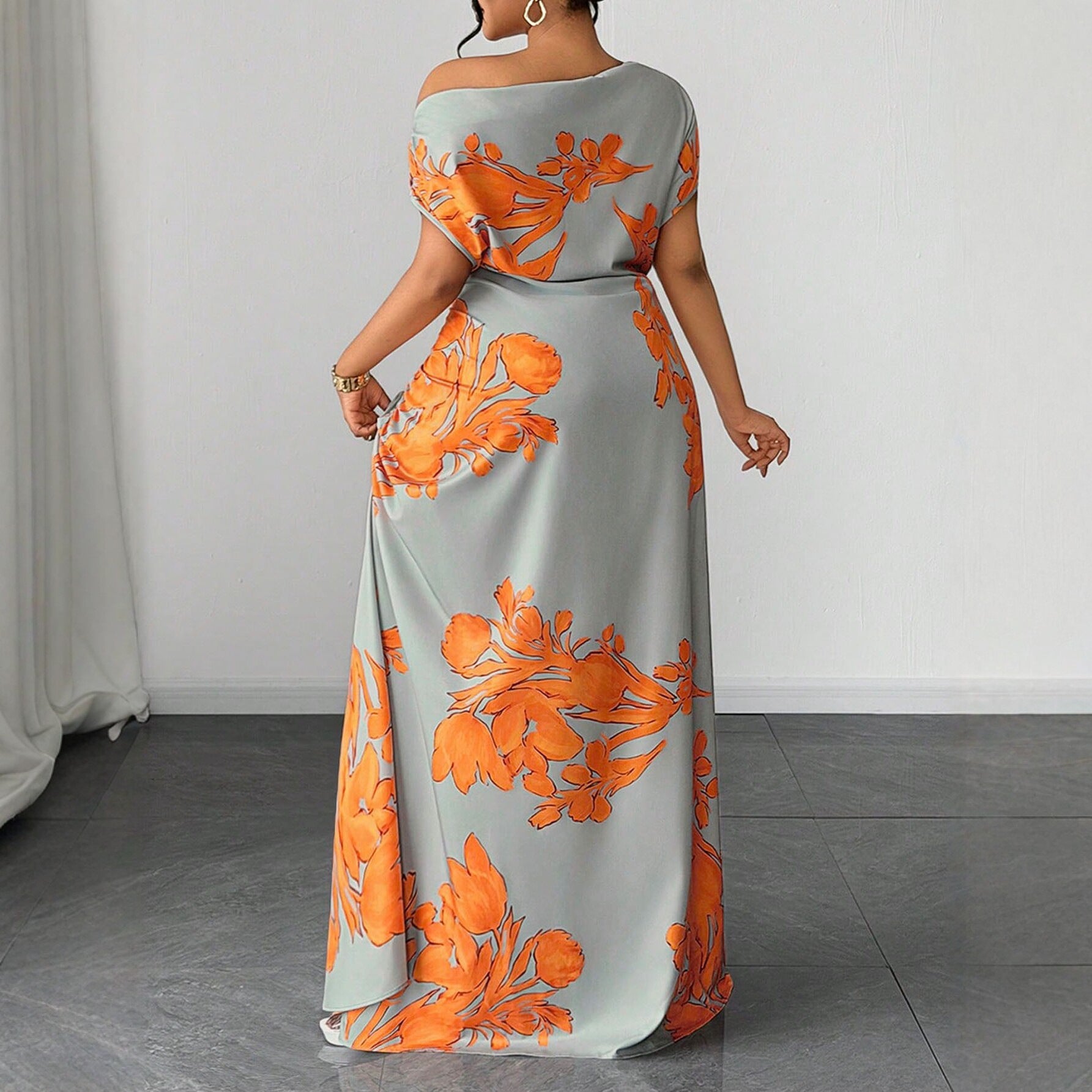 Elegantes Off-Shoulder A-Linien Kleid mit Print