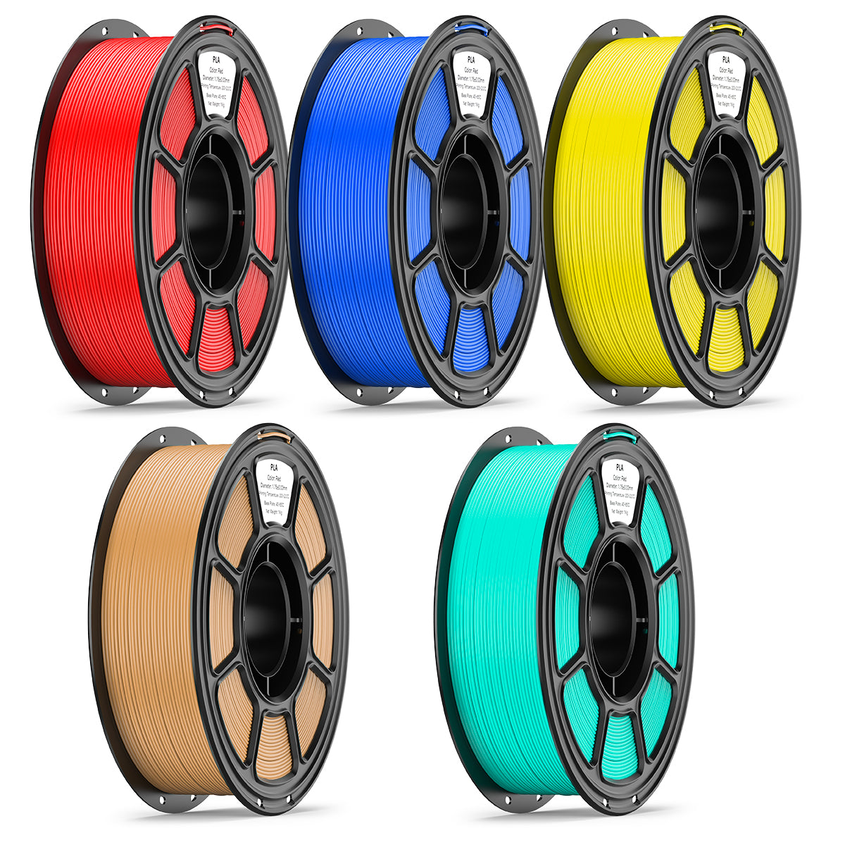 PLA 5er-Pack 3D-Drucker-Filament, 1.75mm
