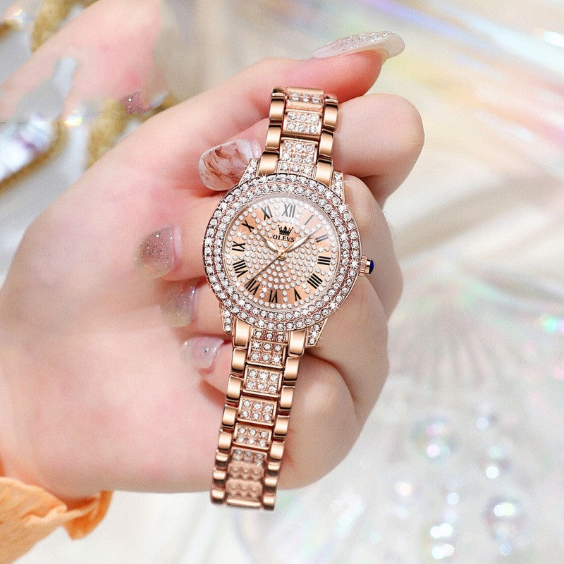 Trendige Damenuhr mit Diamant-Zifferblatt