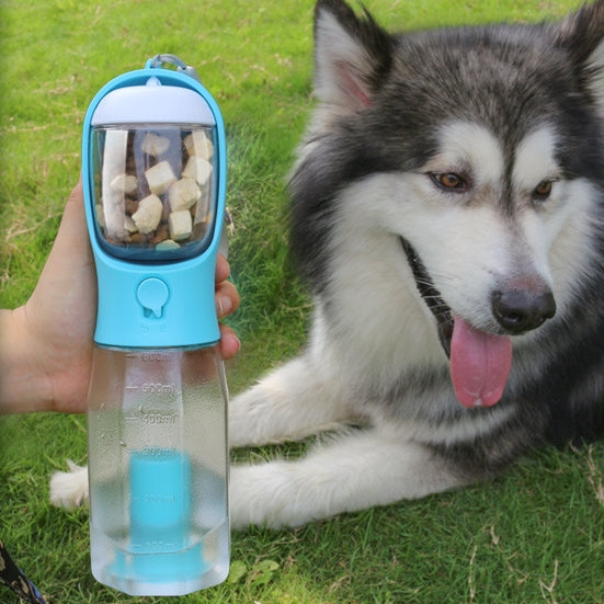 3-in-1 Trinkflasche für Haustiere mit Futter & Kotbeutel