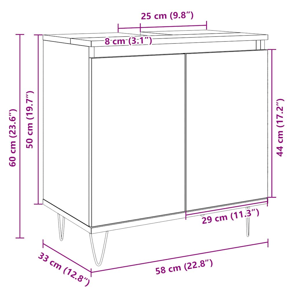 Badezimmerschrank Sonoma Eiche 58x33x60 cm