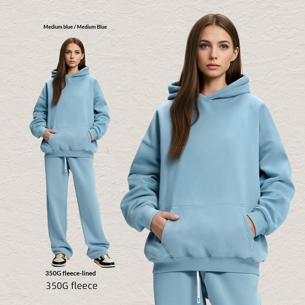 Kapuzen-Sweatshirt-Set, Fleece-gefüttert