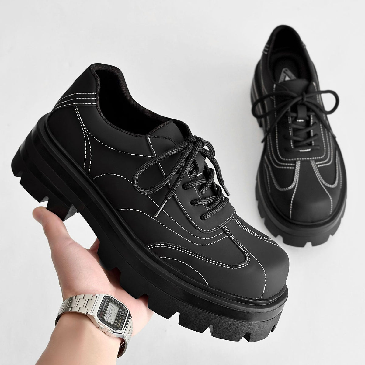 Matte Leder-Commuter-Schuhe mit dicker Sohle – Bild 3 | LuxeStyle