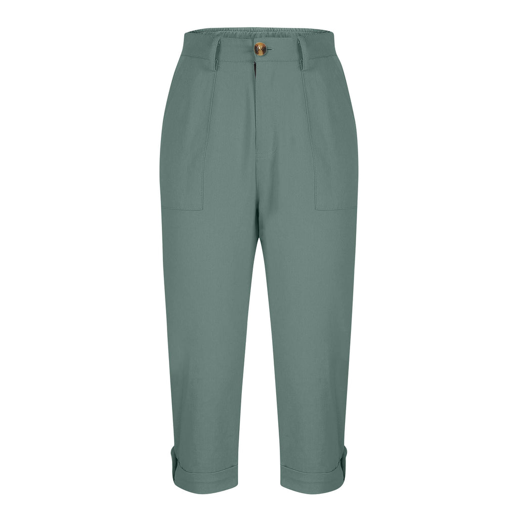 Damen Caprihose mit Roll-up und Knöpfen