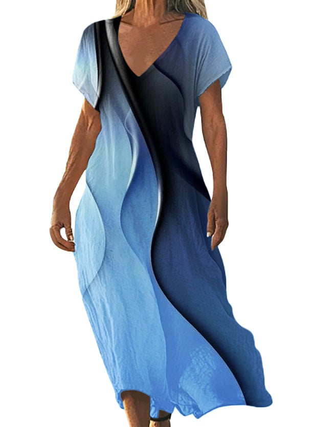 V-Ausschnitt Freizeitkleid Kurzarm