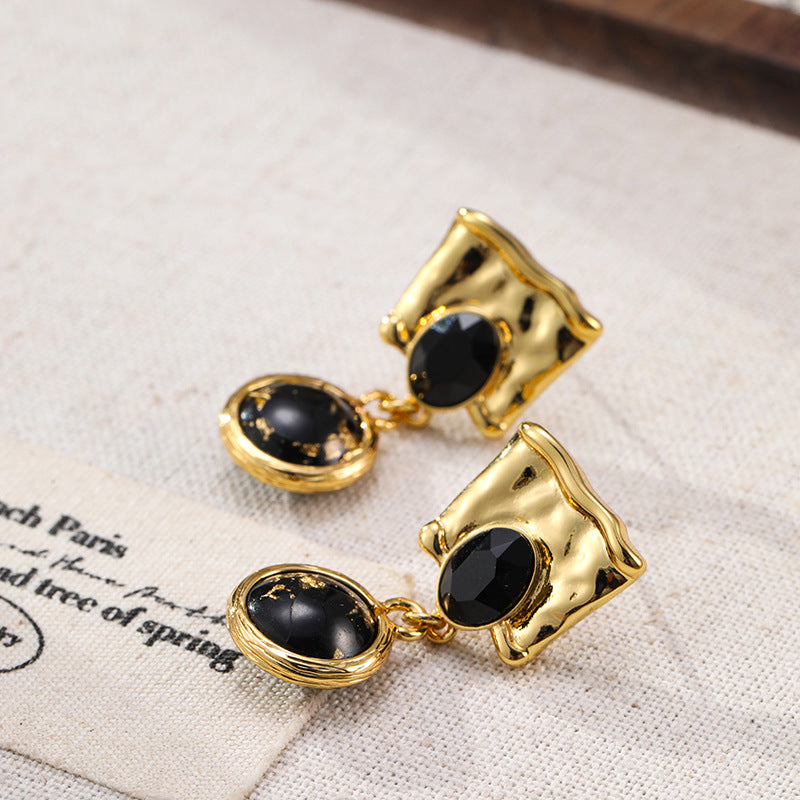 Vintage Asymmetrische Ohrringe Gold-Kupfer