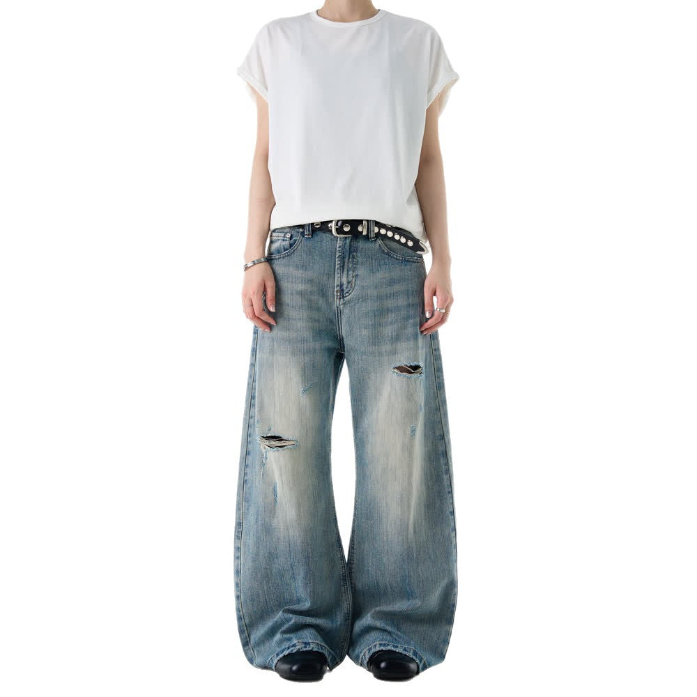 Vintage Bootcut Jeans, abgenutzt, gerissen, strukturiert