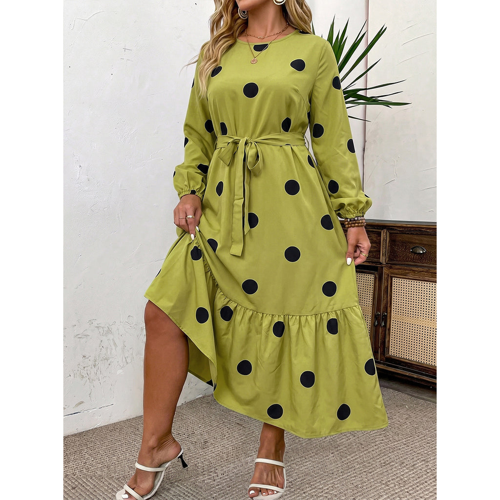 Gepunktetes Schnürkleid mit Taillenschnürung – Bild 5 | LuxeStyle